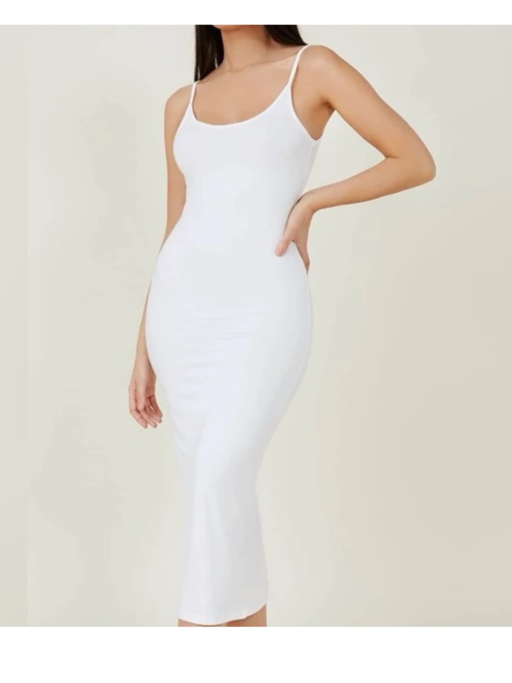 Women’s White Spaghetti Strap Midi Dress